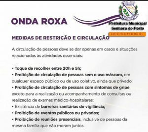 Read more about the article Prefeitura Municipal de Senhora do Porto informa sobre novas medidas de restrição e circulação devido a pandemia.