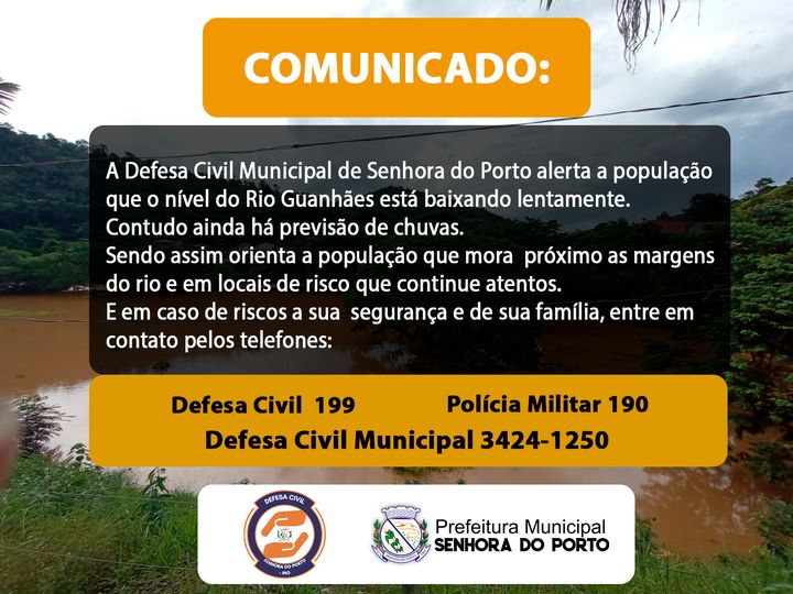 You are currently viewing COMUNICADO DEFESA CIVIL – PREFEITURA DE SENHORA DO PORTO.