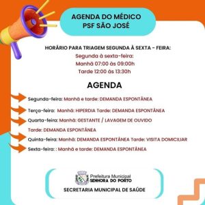 Read more about the article ATENÇÃO Fique atento aos horários e dias para a retirada de ficha para consulta médica no PSF São José.