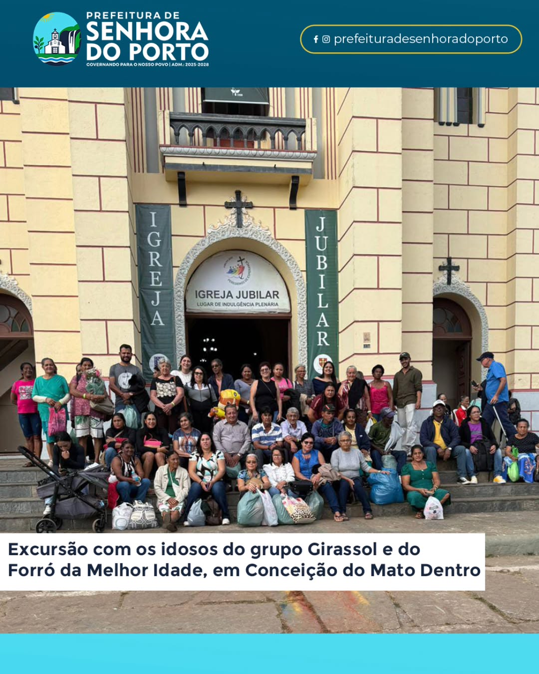 Excursão com idosos do grupo Girassol e do Forró da Melhor Idade, em Conceição do Mato Dentro